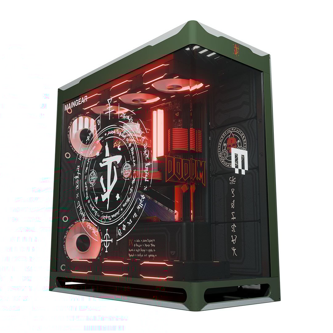 Side on view of Maingear Limited Edition Doom PC.