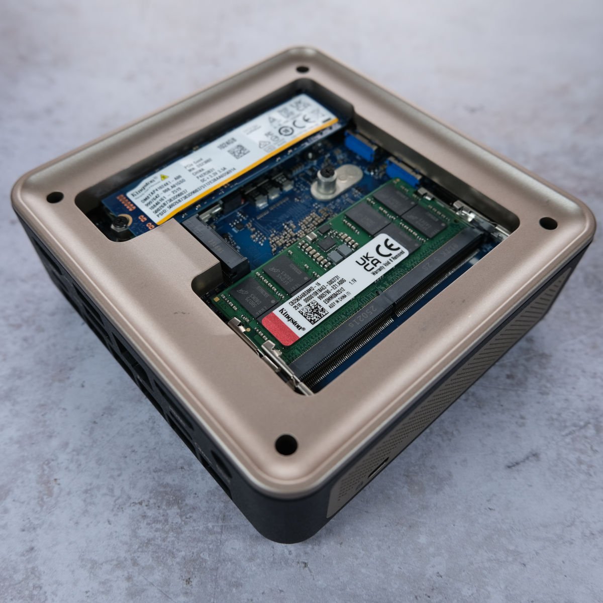 A close-up of the motherboard inside Sapphire Edge AI 340.