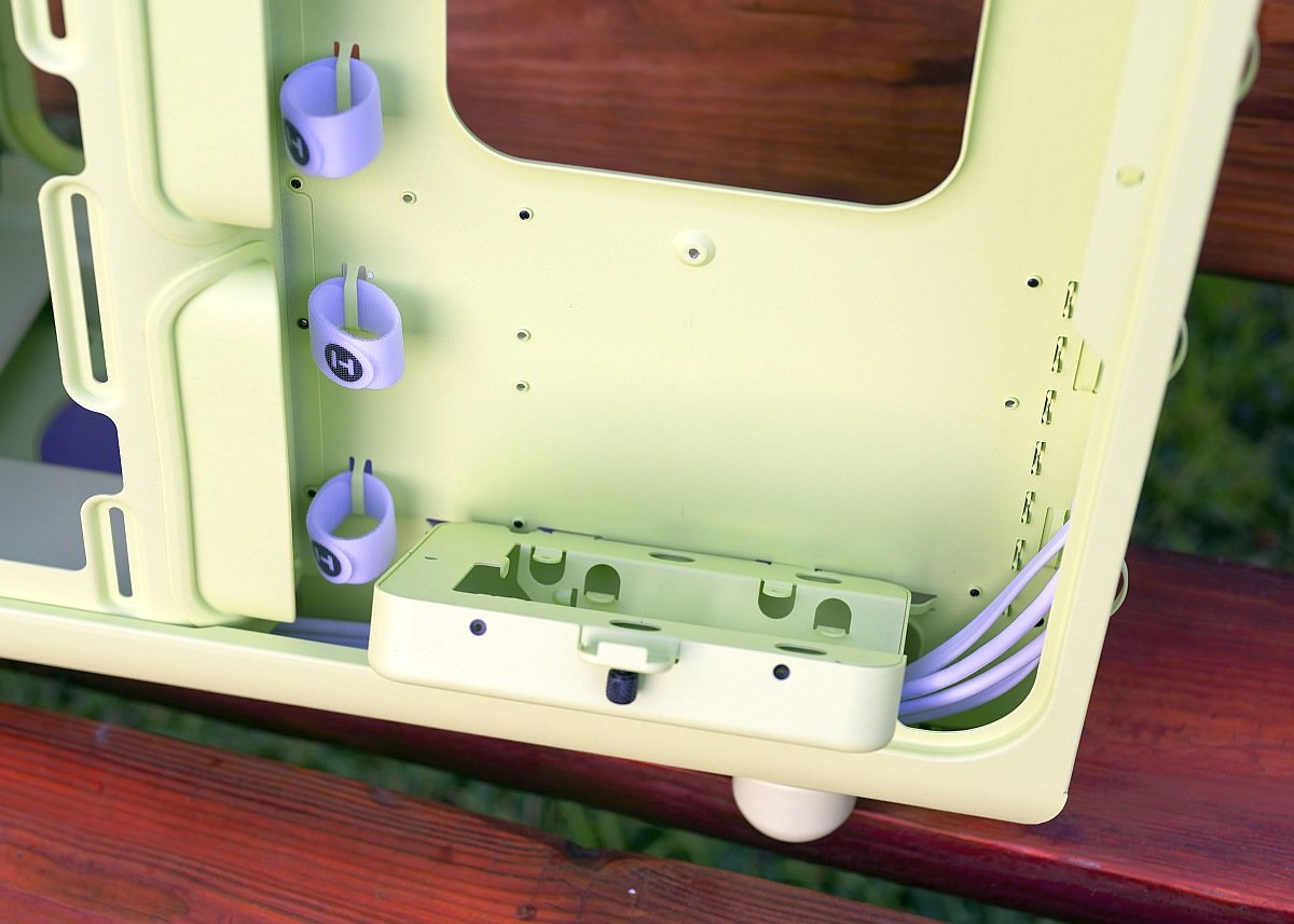 Hyte X50 back side, SSD/HDD cage removed