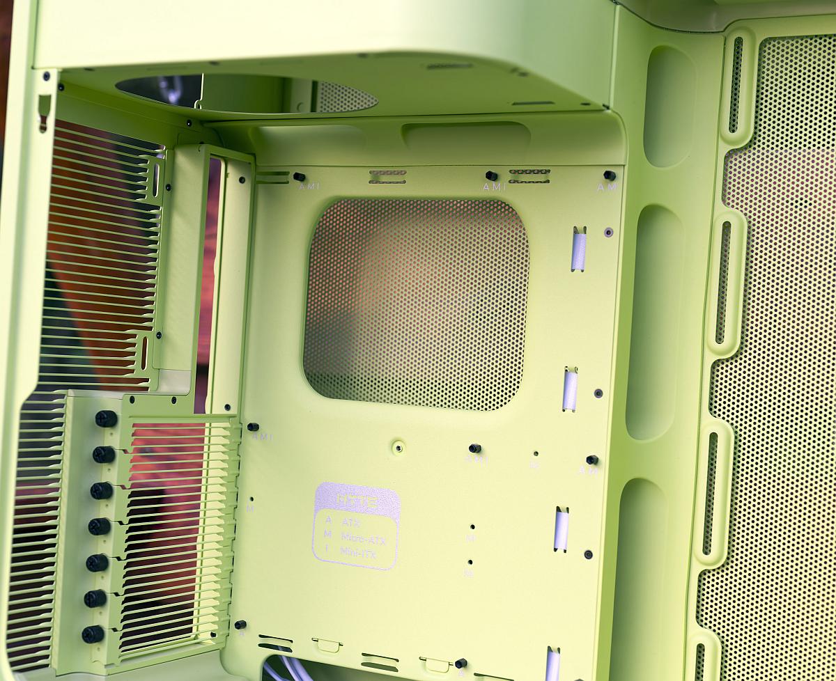 Hyte X50 interior, top, PSU chamber view