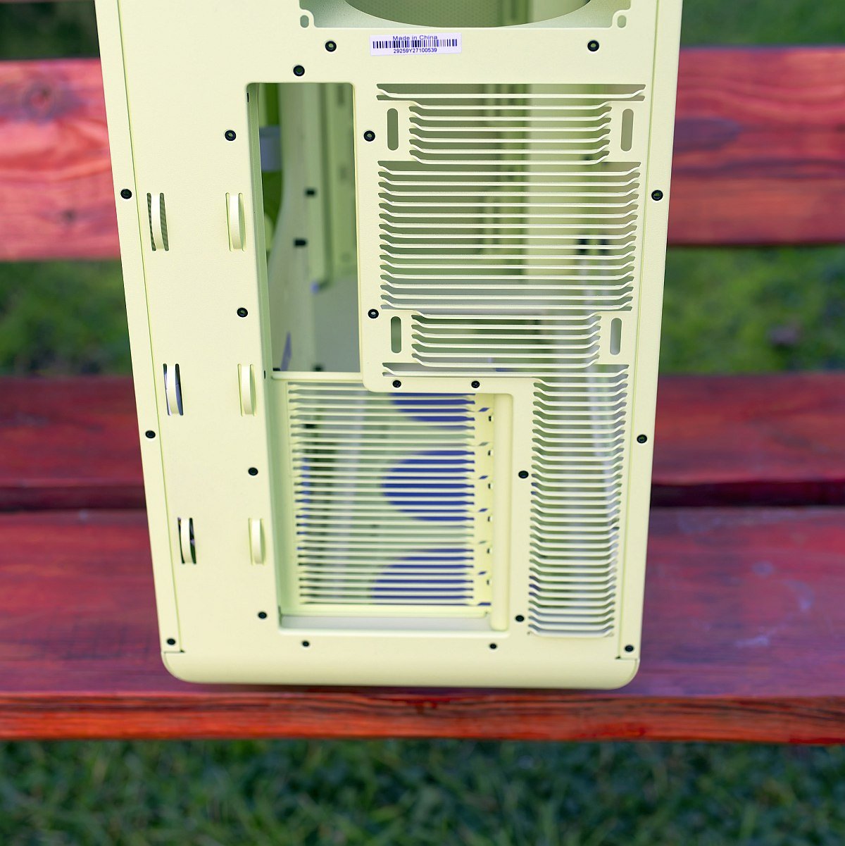 Hyte X50 rear view, slots visible