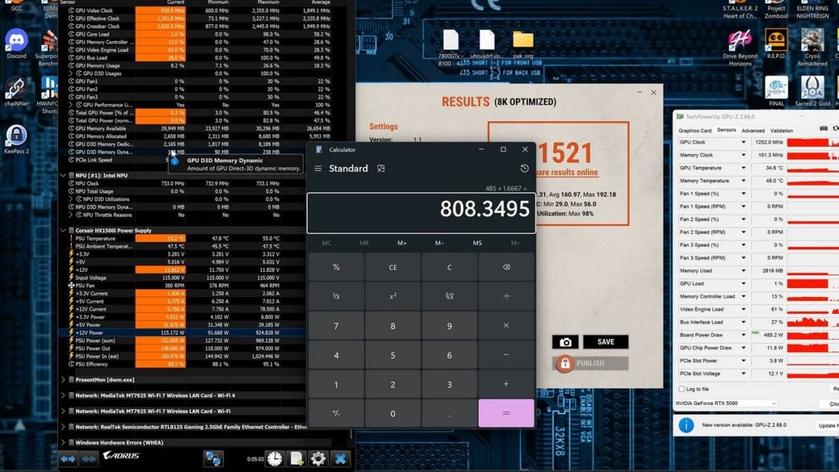 Modded Nvidia RTX 5090 power consumption.