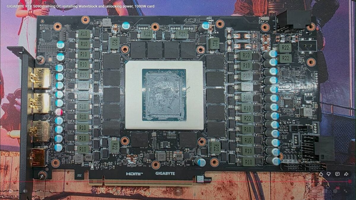 Modded Nvidia RTX 5090 with two 12V-2x6 connectors.