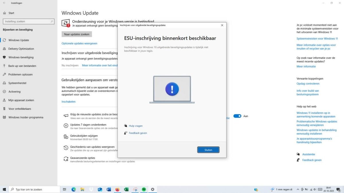 Windows 10 ESU error.