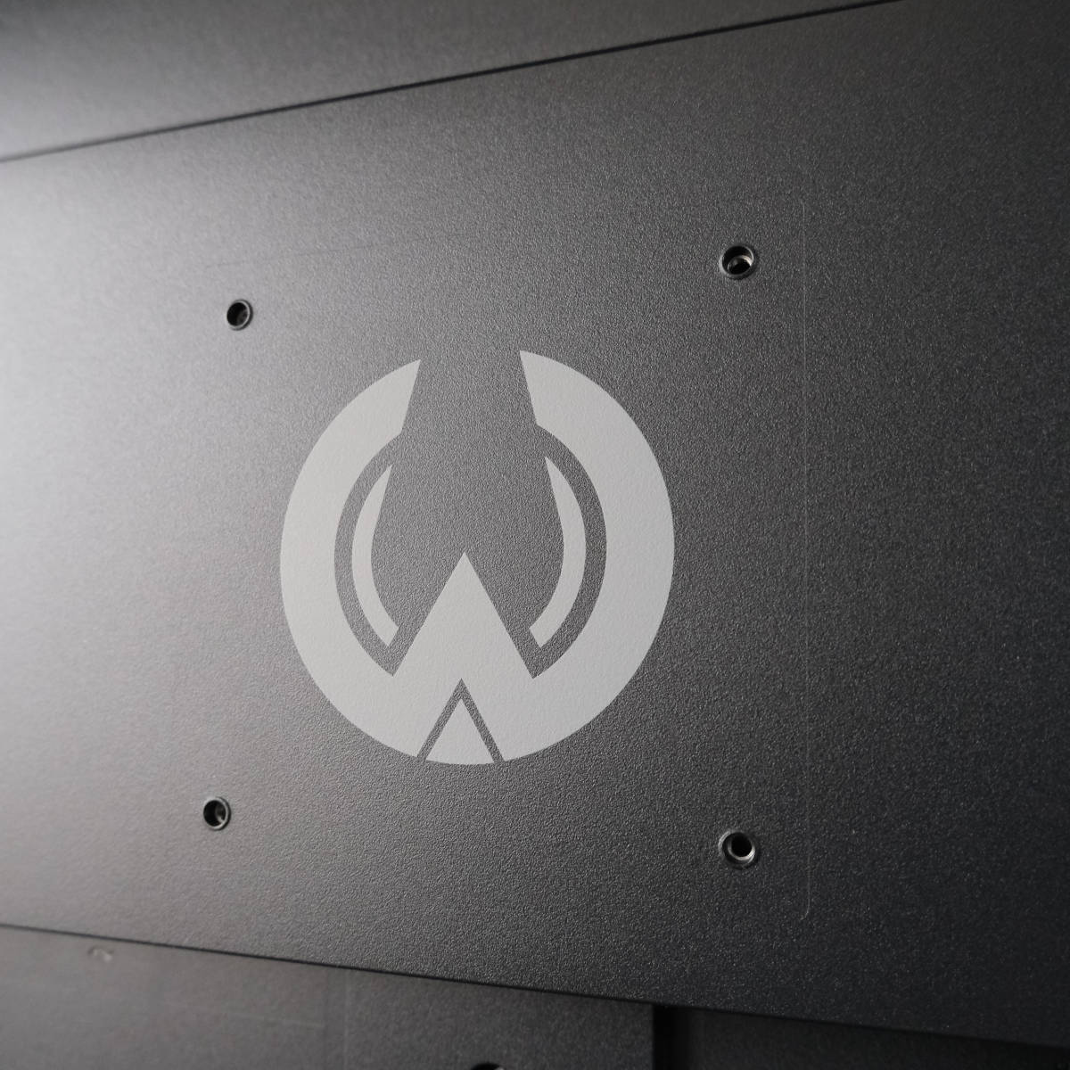 A close-up of the iiyama gaming logo on the back of G-Master G2741QSU-B1.