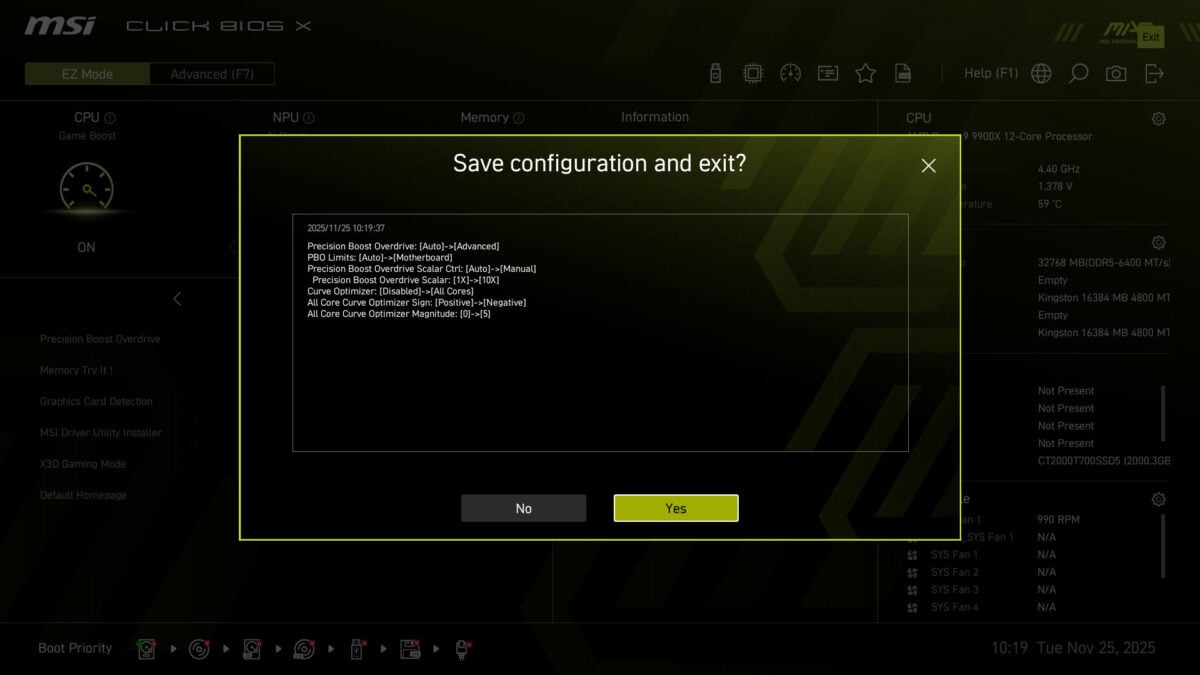 A screenshot of firmware running on MSI MAG X870E Gaming Plus Max WiFi.