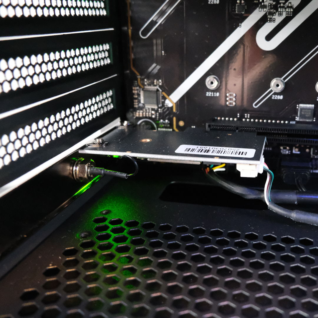 A close-up of the WiFi card inside the PCSpecialist Vortex BF 25.