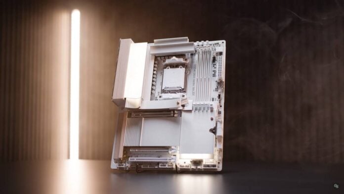 Gigabyte X870E Aero X3D Wood motherboard.