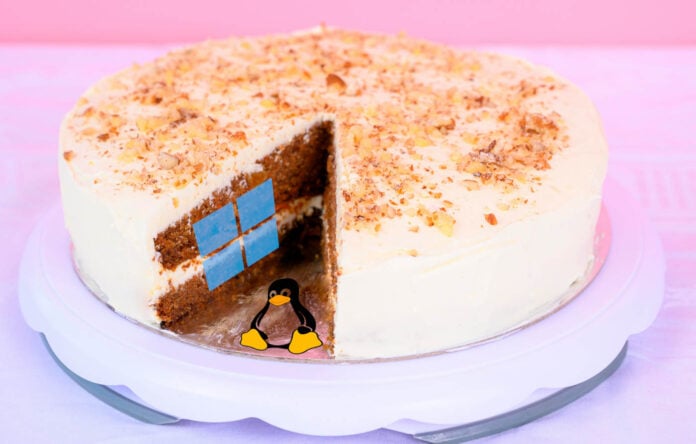 Windows and Linux gaming market share cake.