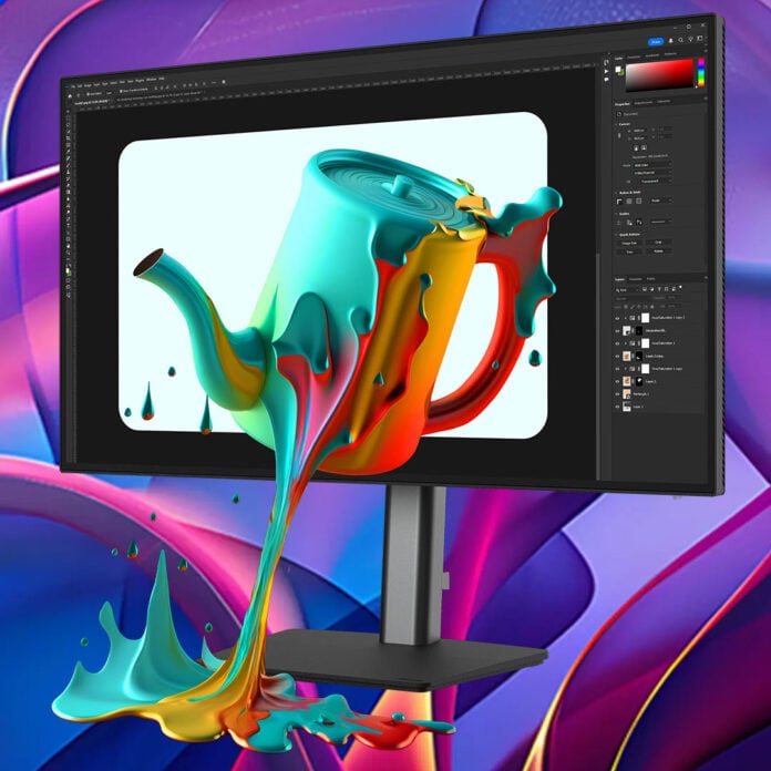 An iiyama ProGraphic monitor, displaying Adobe Photoshop.