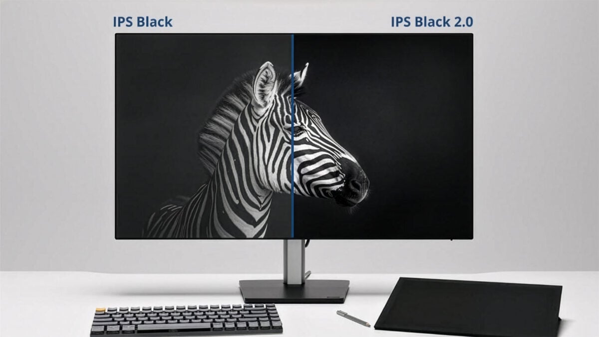iiyama imagery demonstrating the differences in contrast between IPS Black (left) and IPS Black 2.0 (right).