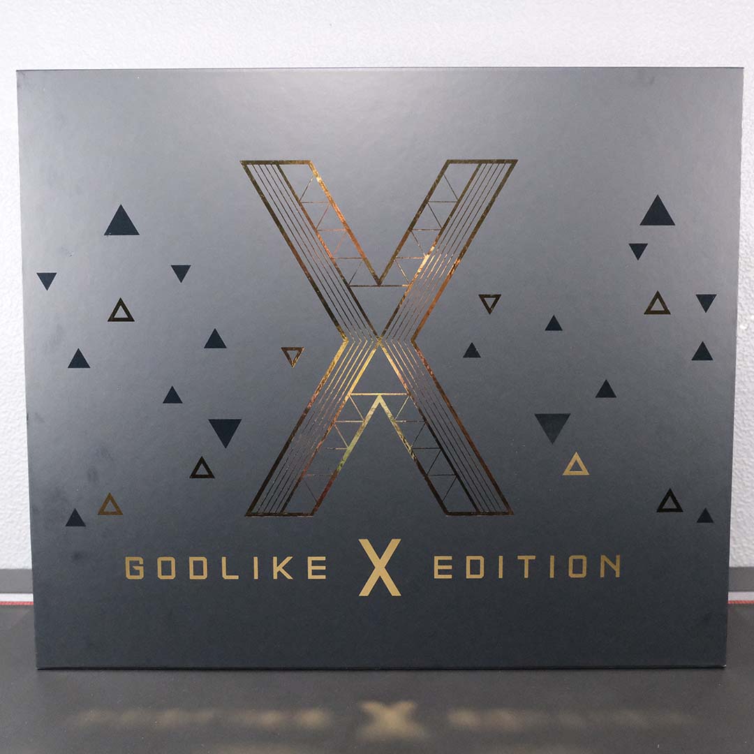 MSI MEG X870E Godlike X Edition packaging, cardboard wrap removed.