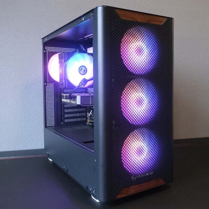A side-on shot of PCSpecialist Aegis Pro R gaming PC.