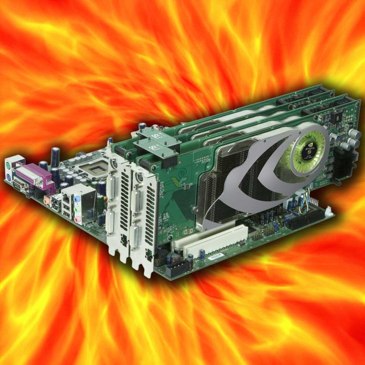 Top 10 worst GPUs: Nvidia GeForce 7900 GX2 quad SLI setup.