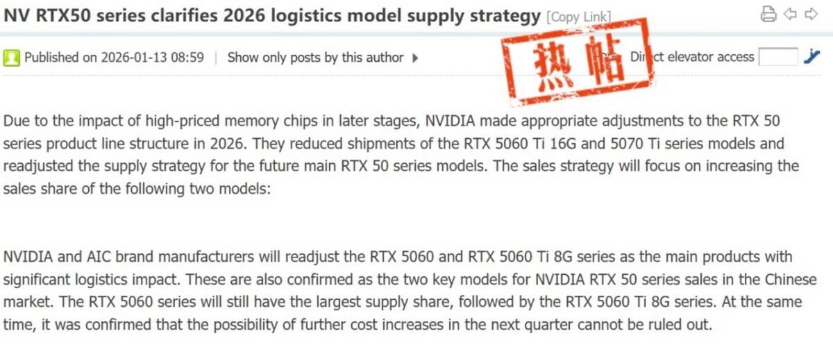Board Channels report on Nvidia RTX 5060 focus shift.