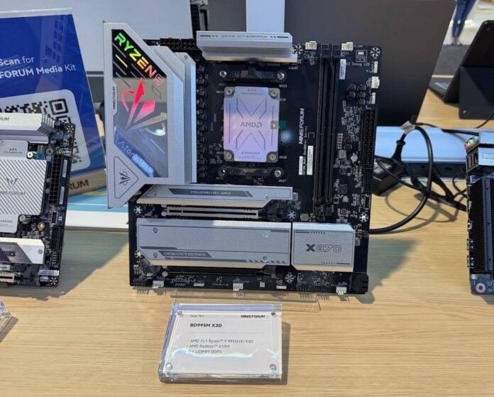 Minisforum AMD Ryzen 9 9955HX X3D desktop motherboard.