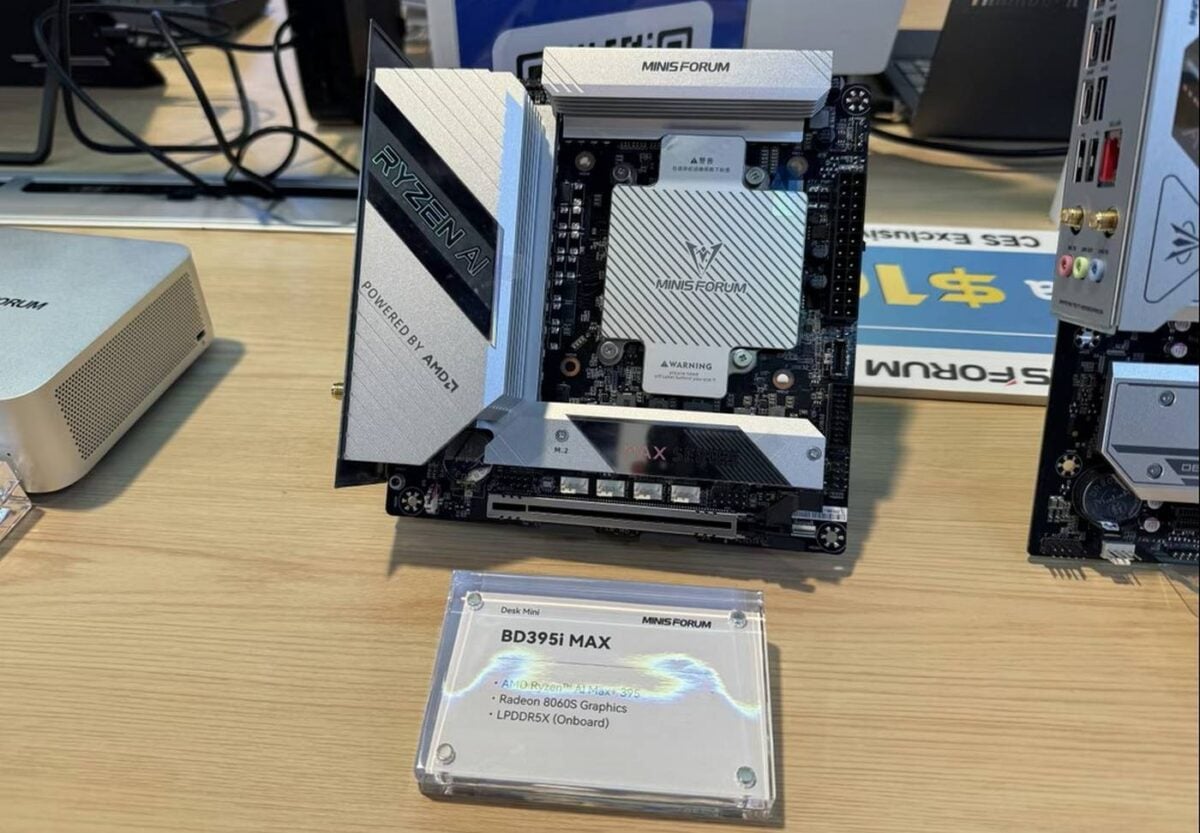 Minisforum AMD Ryzen AI Max+ 395 desktop motherboard.