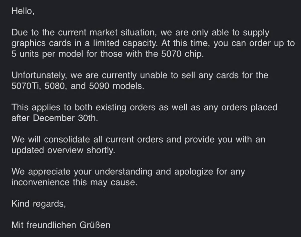 Nvidia RTX 50 shortage.