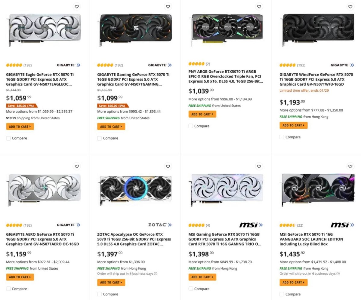Nvidia RTX 5070 Ti price.