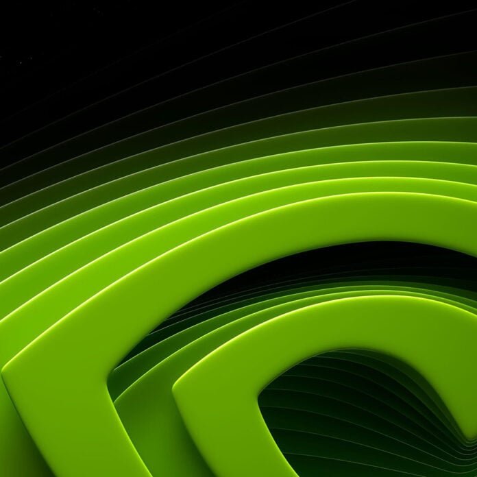 A close-up of an Nvidia logo.