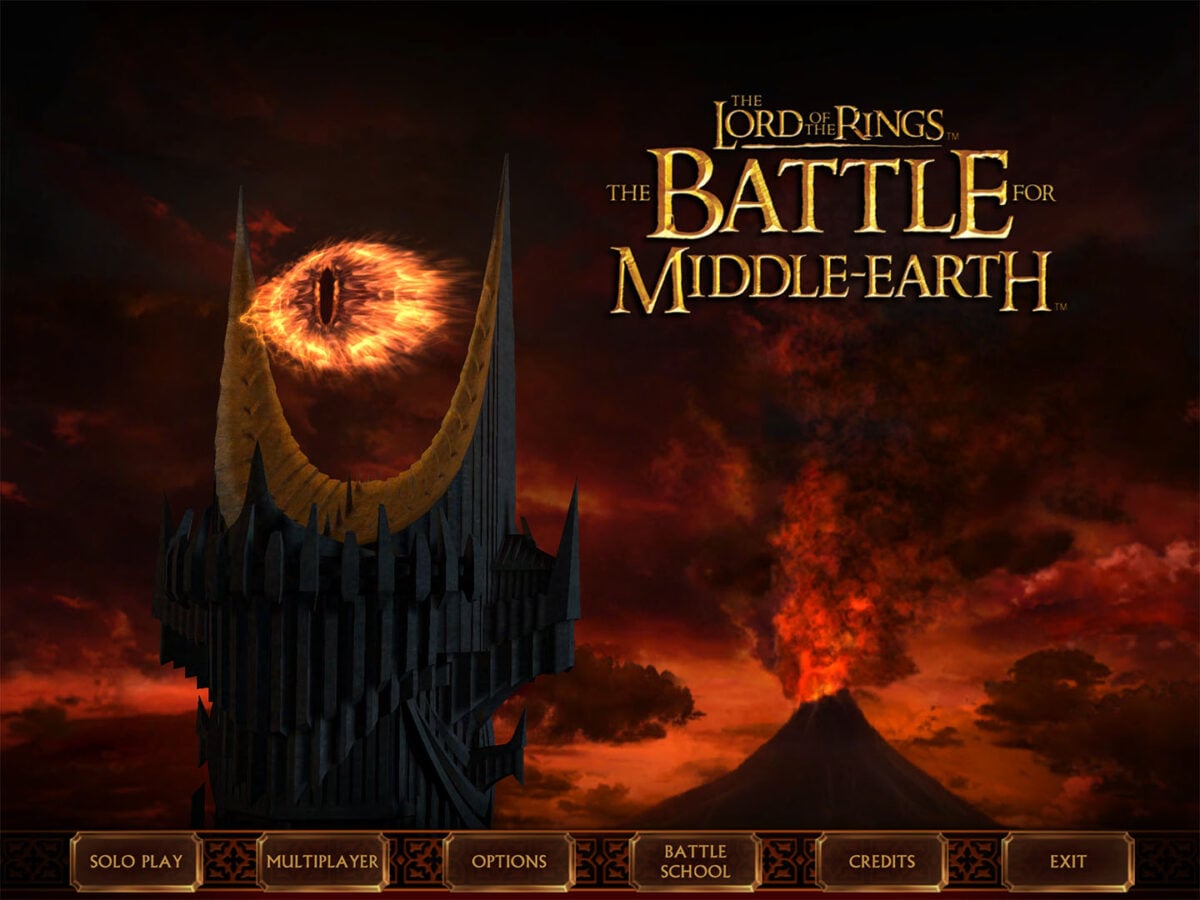 The main menu for The Lord of the Rings: The Battle for Middle-Earth.