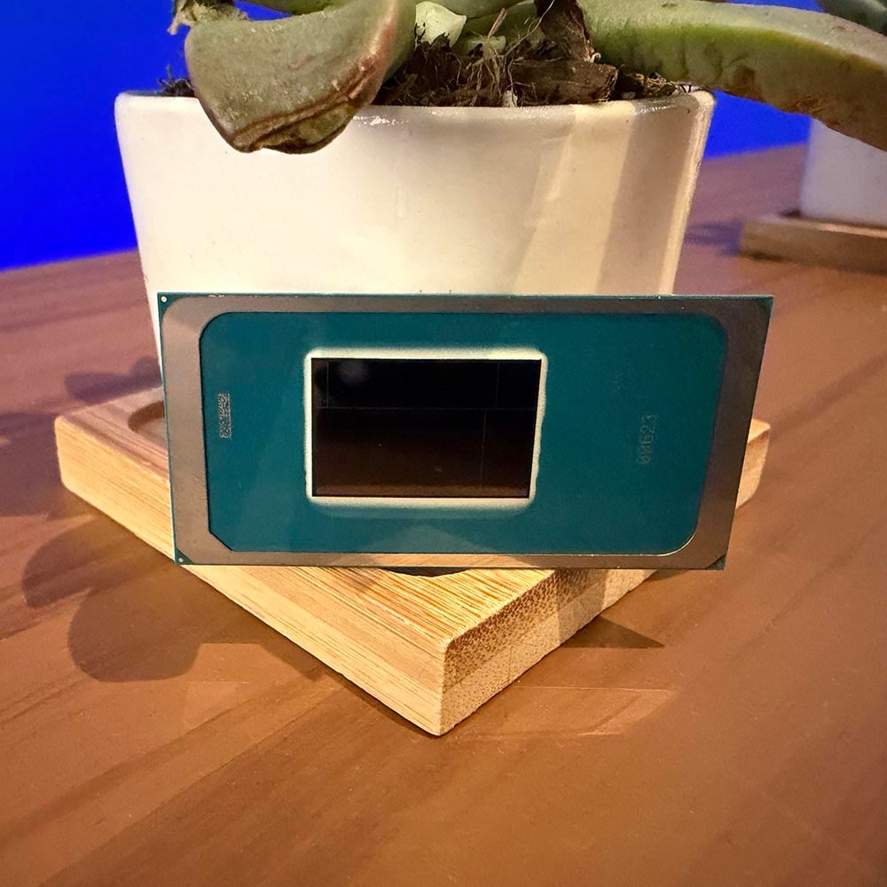 Intel Core Ultra Series 3 review: Panther Lake CPU next to a plant at CES 2026