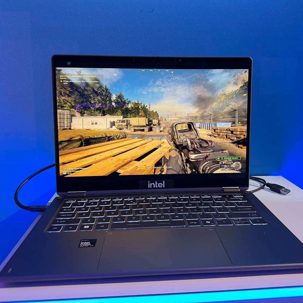 Intel Panther Lake laptop running Battlefield 6 at CES 2026