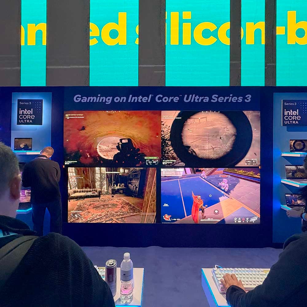Intel Panther lake gaming wall at CES 2026