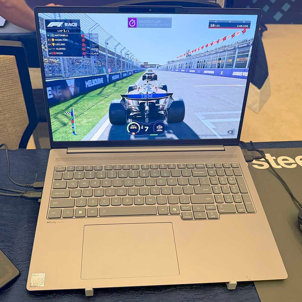 Intel Panther Lake laptop running F1 25