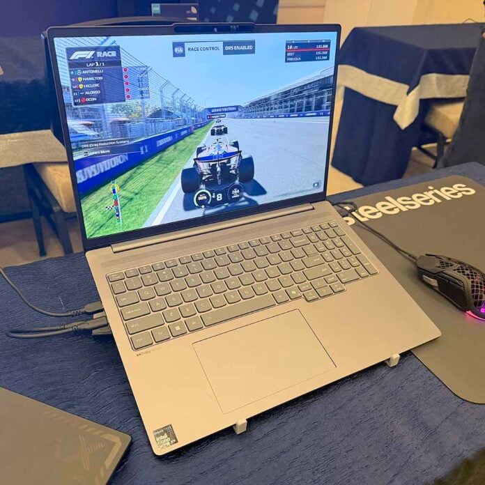 Intel Panther Lake laptop running F1 25