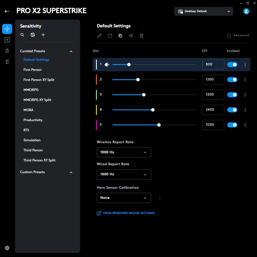 Logitech G Pro X2 Superstrike DPU sensitivity