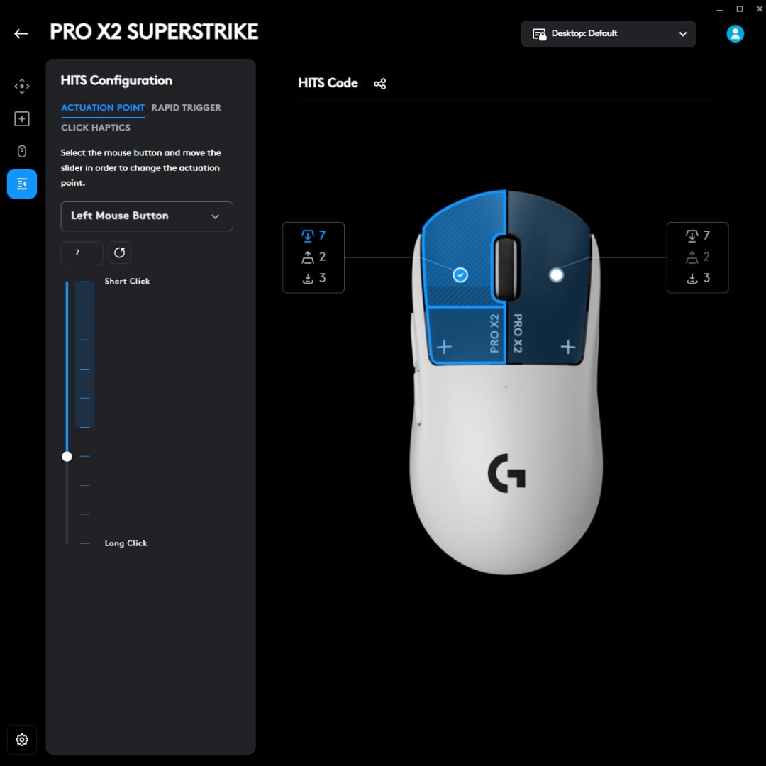 Logitech G Pro X2 Superstrike HITS adjustment