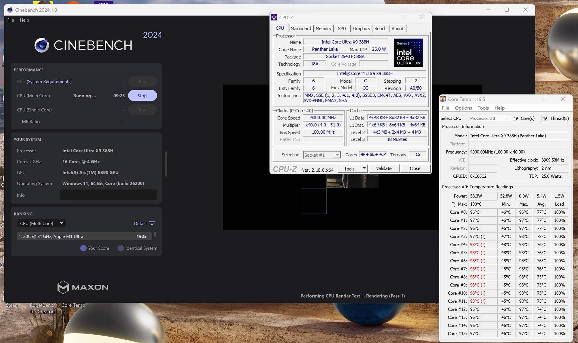 Asus Zenbook 2026 review: Cinebench peak tempearture