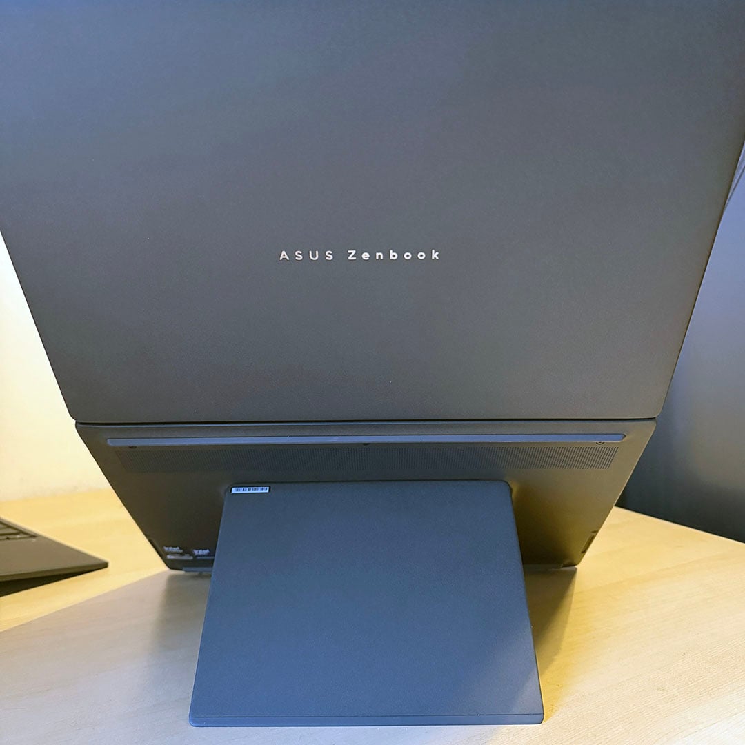 Asus Zenbook 2026 review: dual-screen open from the back showing kickstand