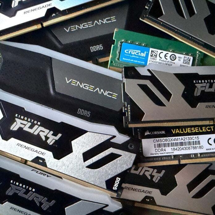 DDR5 and DDR4 RAM made by Kingston, Corsair, and Crucial