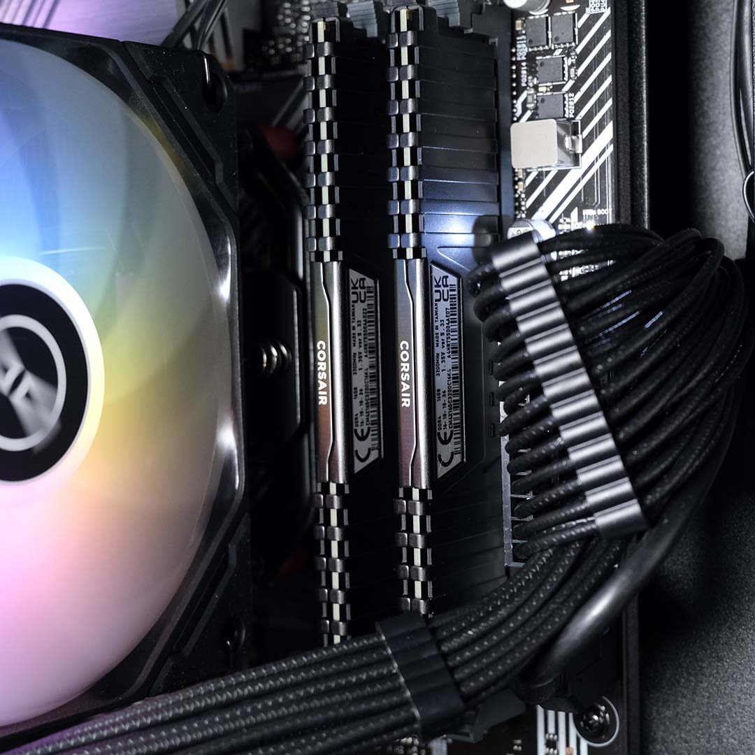 A close-up of the DDR4 RAM inside the PCSpecialist Spectrum Elite.