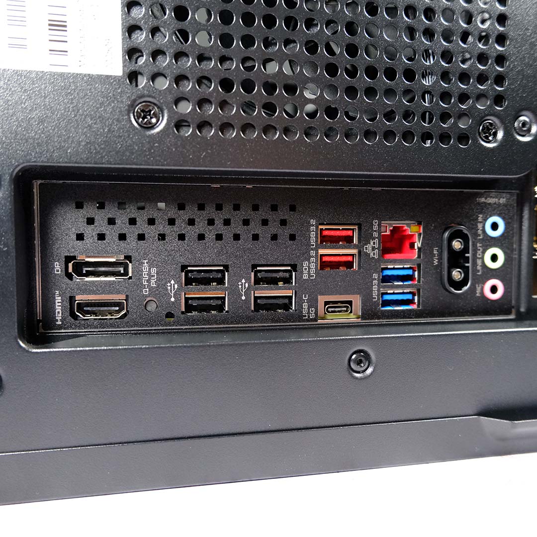 A close-up of the Gigabyte Aorus Prime 5's rear I/O.