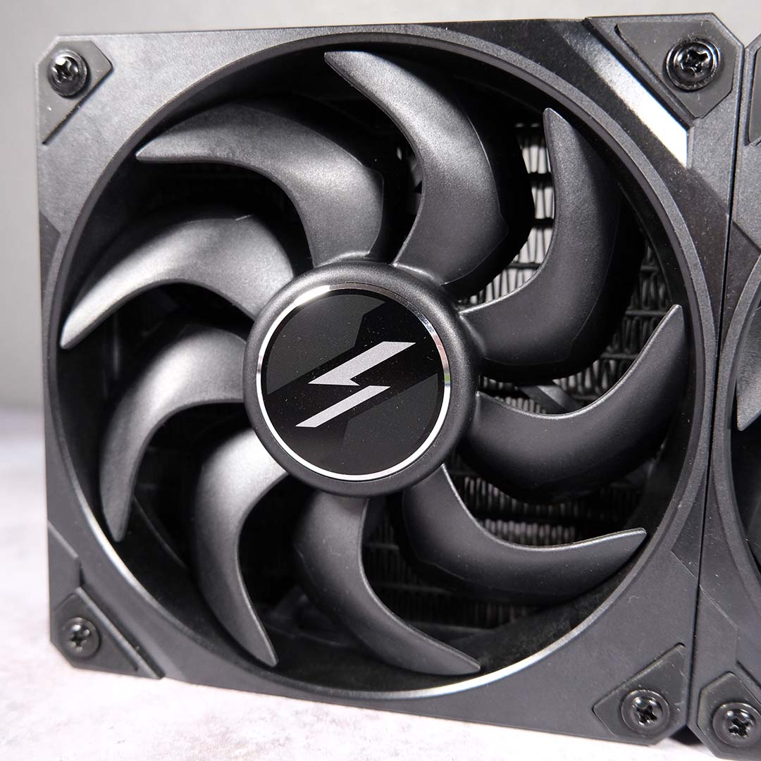 A close-up of the Lightning fan.