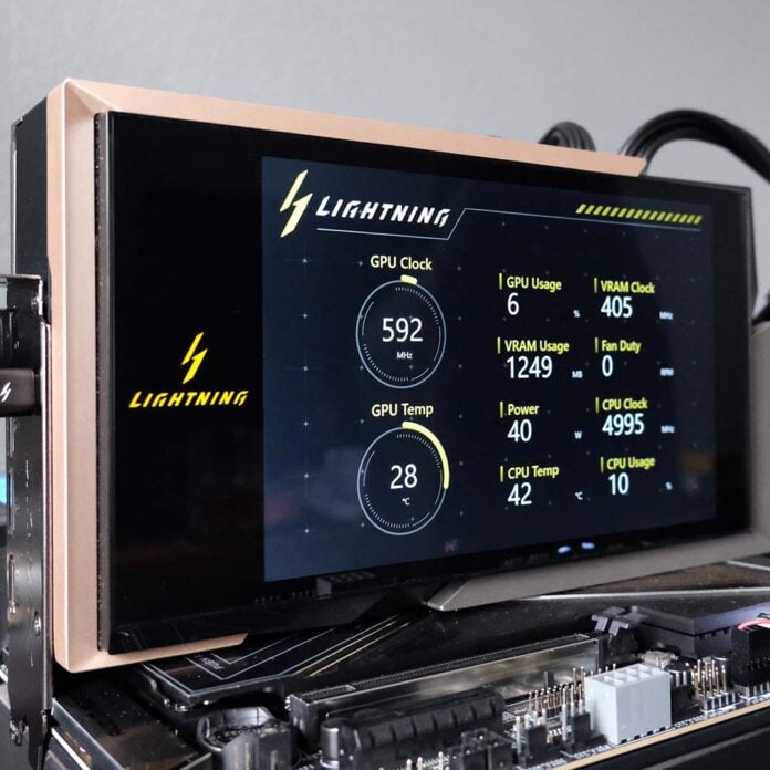 The Lightning Z, plugging into a PC, with display active.