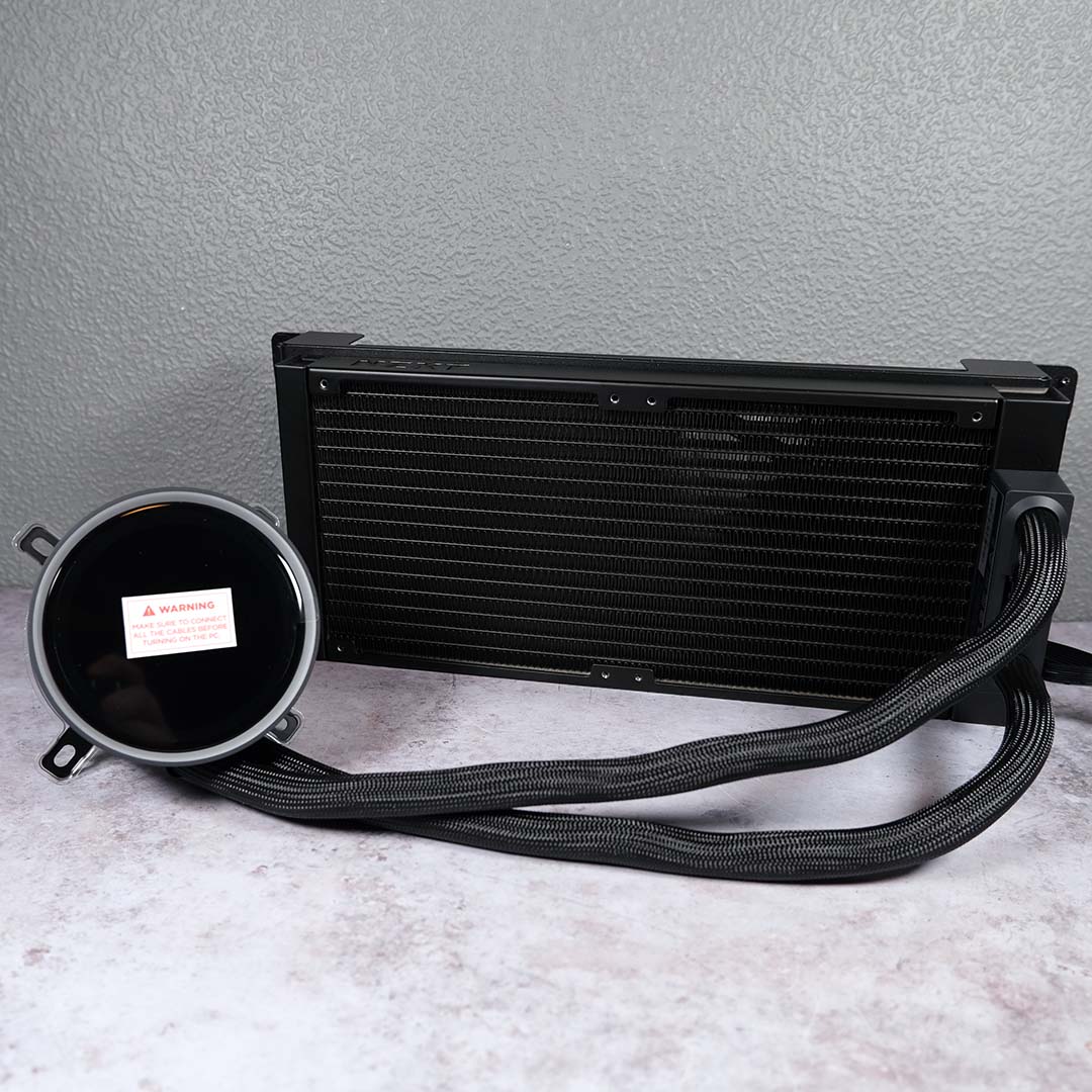 A wide shot of an NZXT Kraken Elite 280 RGB.