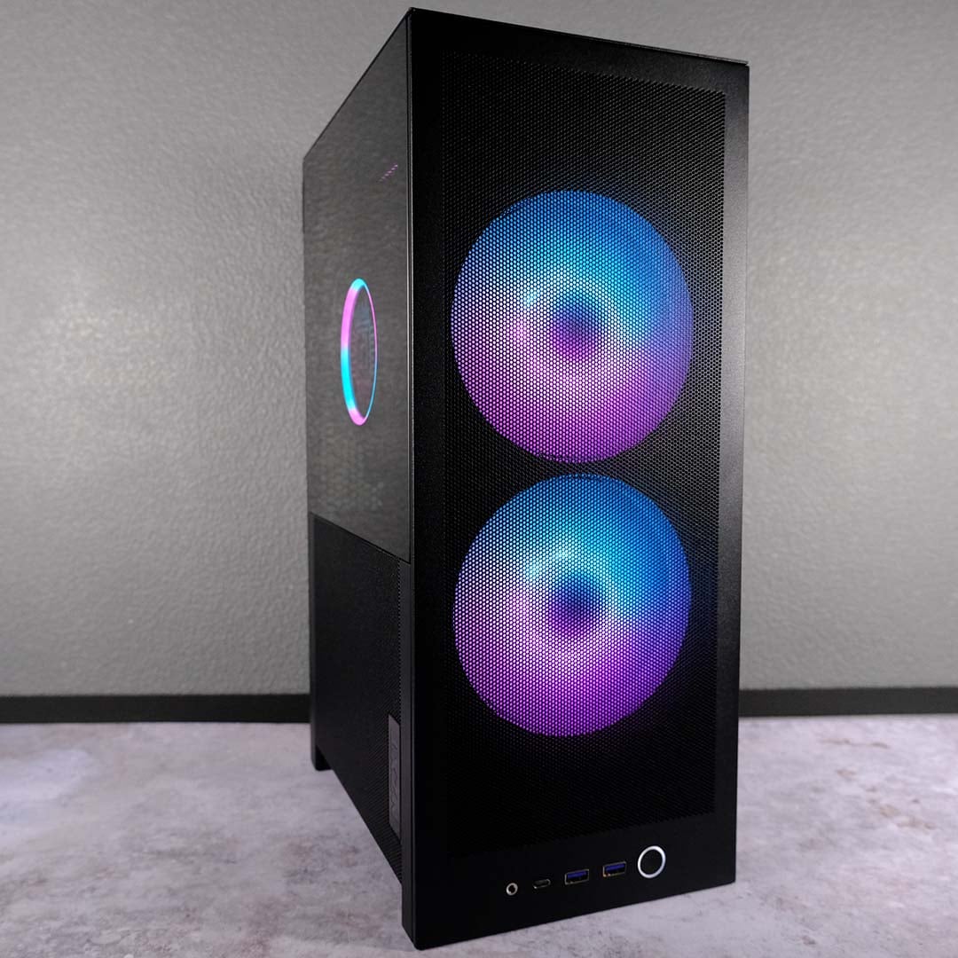 A front-side view of a finished build inside the NZXT H2 Flow.