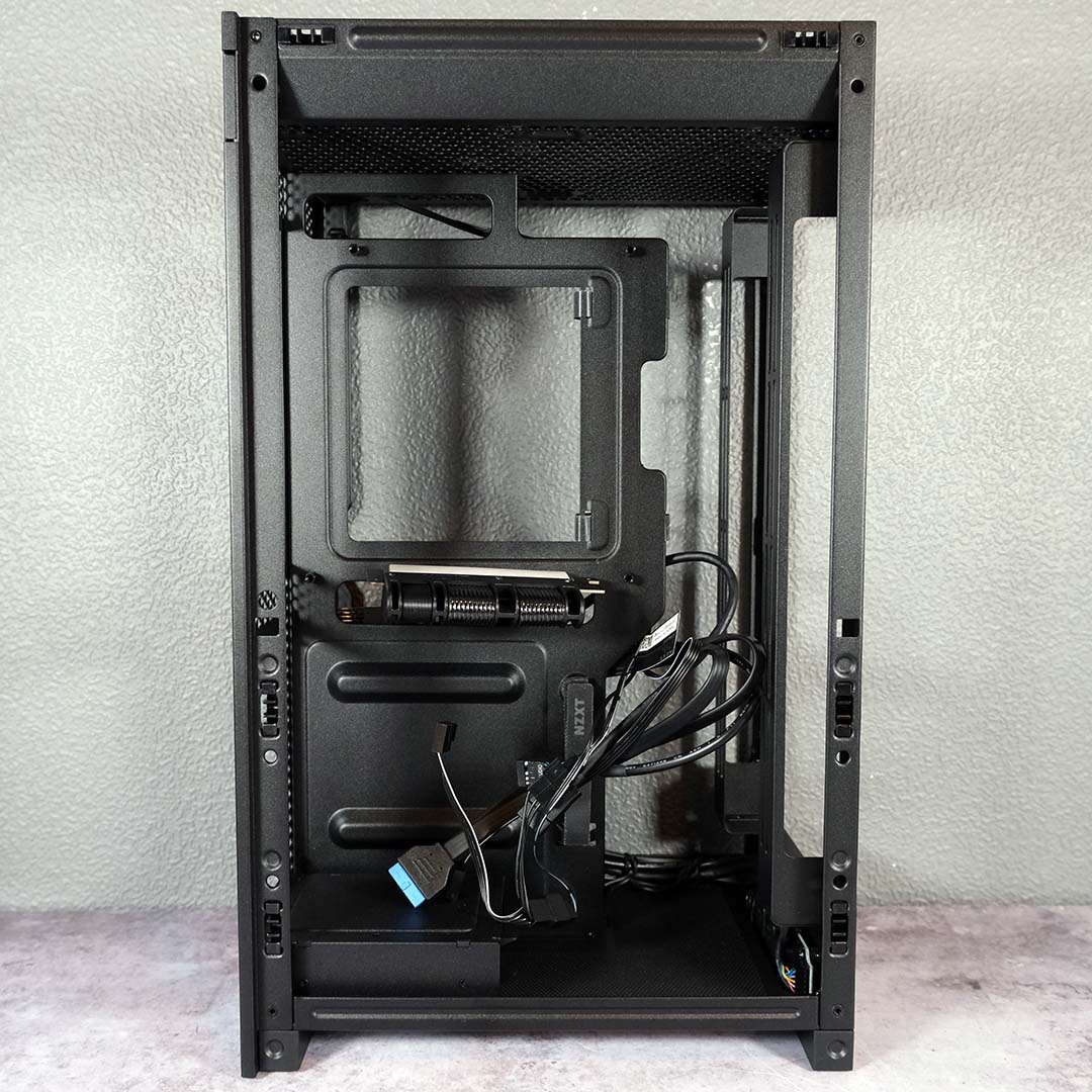 A side view of the NZXT H2 Flow, panels off.