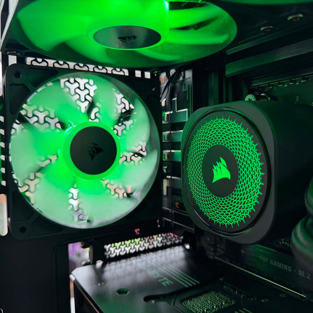 PCSpecialist iCue Cruiser Stealth rear exhaust fan and Corsair Nautilus pump unit