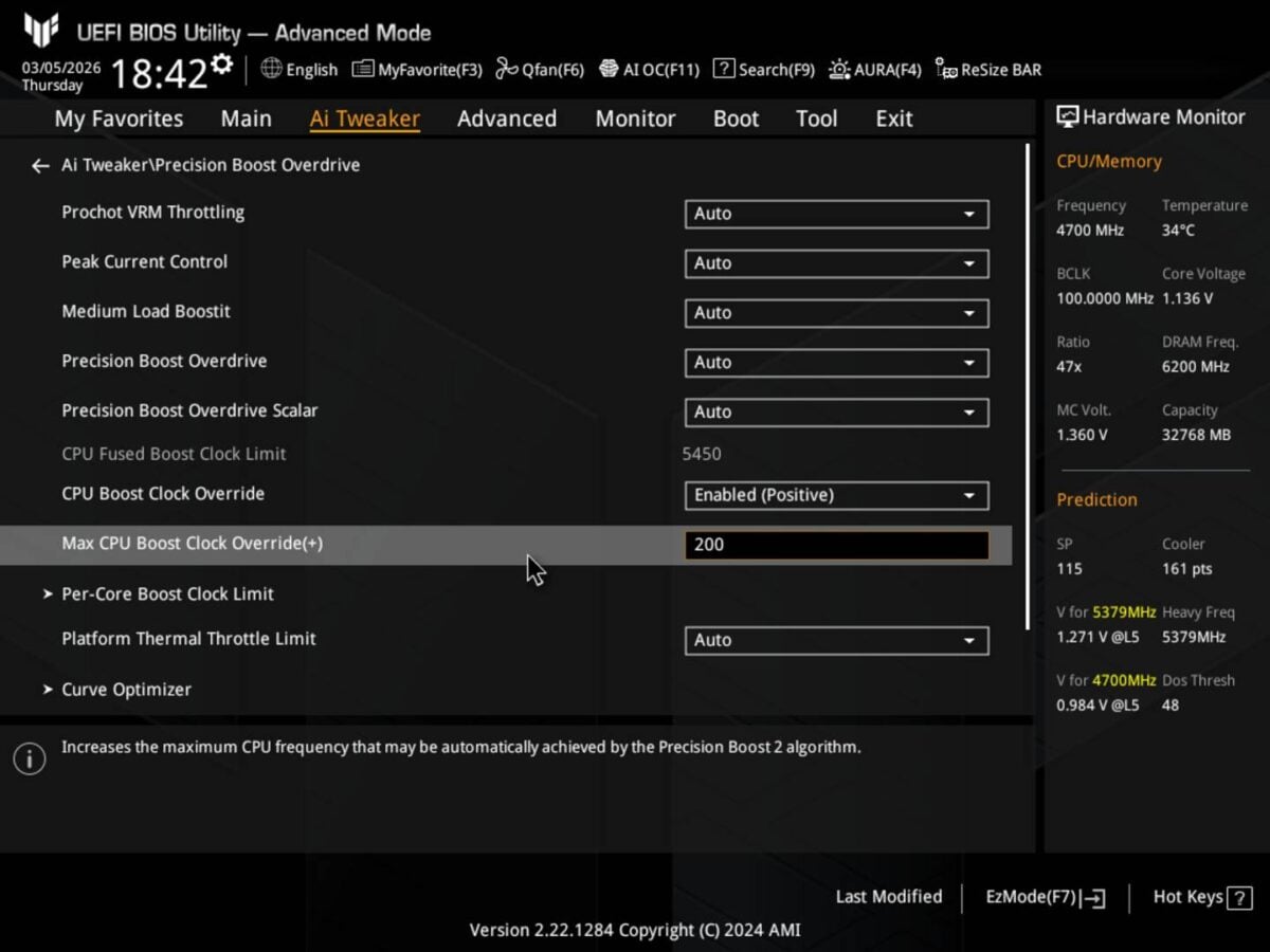 AMD PBO Boost Override.
