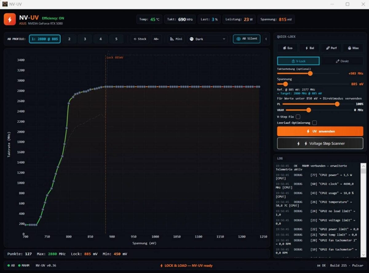 NV-UV Nvidia GeForce RTX 50 Series undervolting tool.