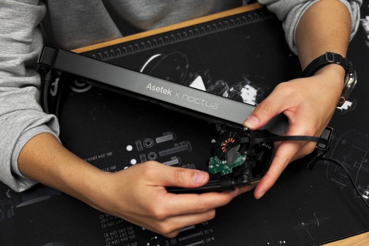Noctua and Asetek AIO liquid cooler - radiator and pump.