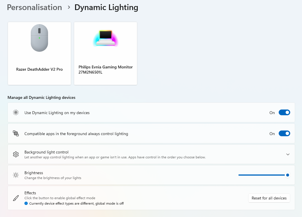 Philips Evnia 27M2N6501L Windows Dynamic Lighting