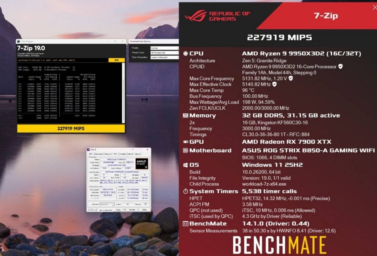 AMD Ryzen 9 9950X3D2 leaked benchmark - 7-Zip.