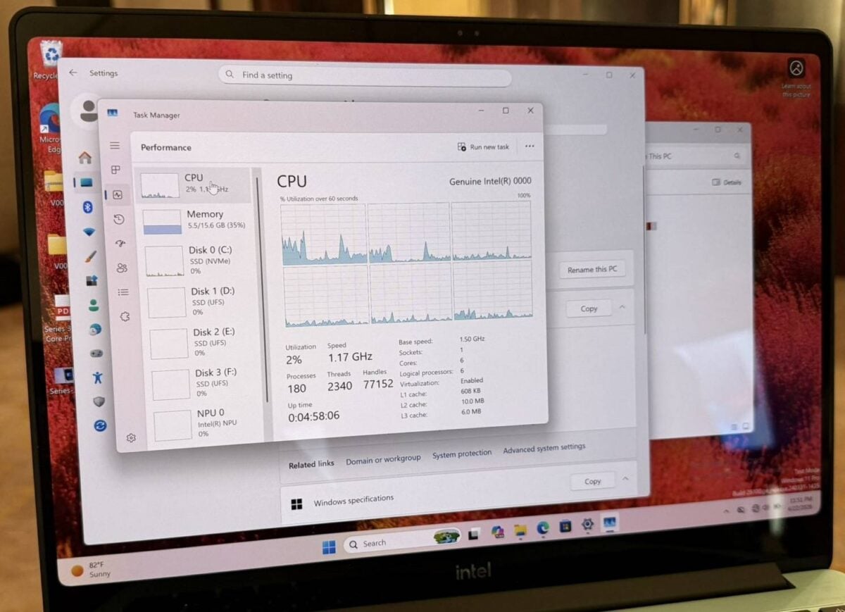 Intel WildCat CPU in task manager.