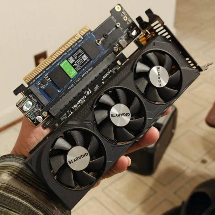 PCIe to PCIe + M.2 adatper.